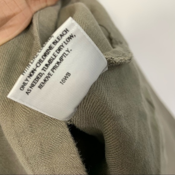 Eileen Fisher 100% Linen Button Up Jacket Size Large Taupe Gray Shoulder Pads - Picture 5 of 7